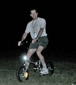 Kirk on a nocturnal ride at Clinton 2003